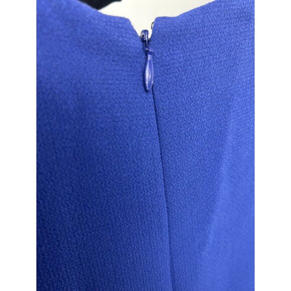 Lafayette 148 Women's Blue Short Sleeve Sheath Dress size 14 With Back Zipper - Picture 9 of 13